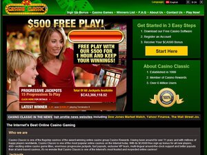 Classic Casino website screenshot