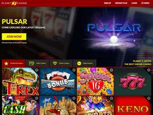 Planet7 Casino website screenshot