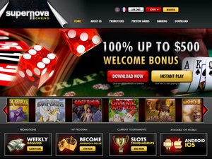 Super Nova Casino website screenshot