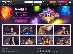 TonyBet Casino website screenshot