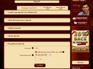 Tropezia Palace Casino cashier screenshot