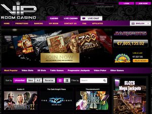 VIP Room Casino website screenshot