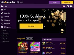 Winparadise Casino website screenshot