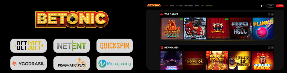 Betonic Casino games and software