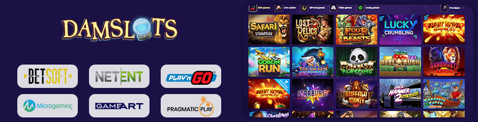 Damslots Casino games and software