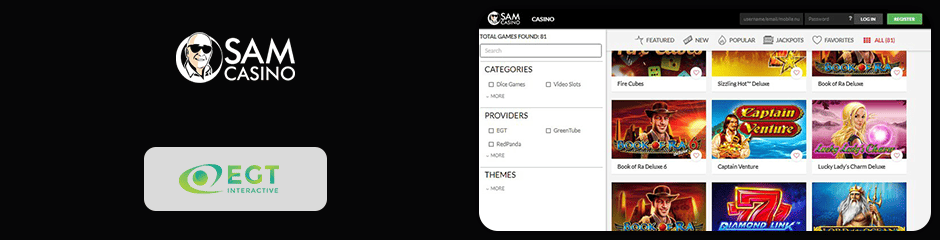 Sam Casino games and software