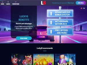 Casino Lucky8 website screenshot