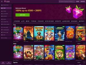 Malina Casino website screenshot