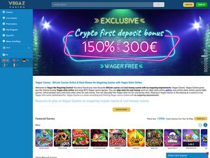 Vegaz Casino website screenshot