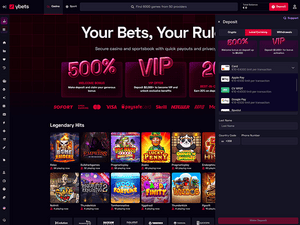 Ybets Casino cashier screenshot